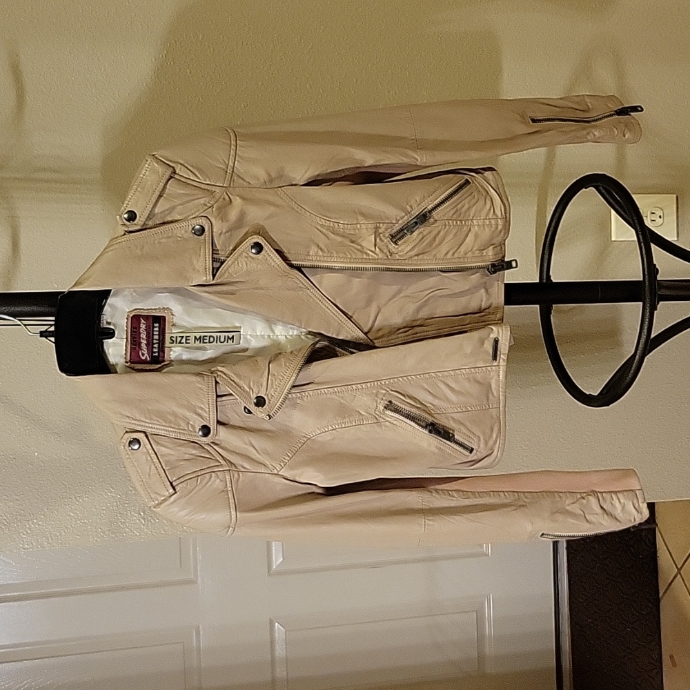 Superdry Genuine Leather Full Zip Motocycle Jacket